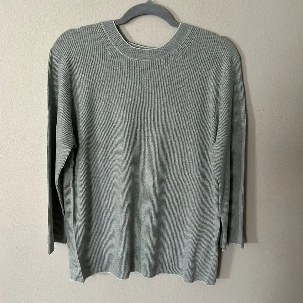 Vince Ribbed Cotton Sweater 3/4 Sleeves Top XXXL - Picture 4 of 14